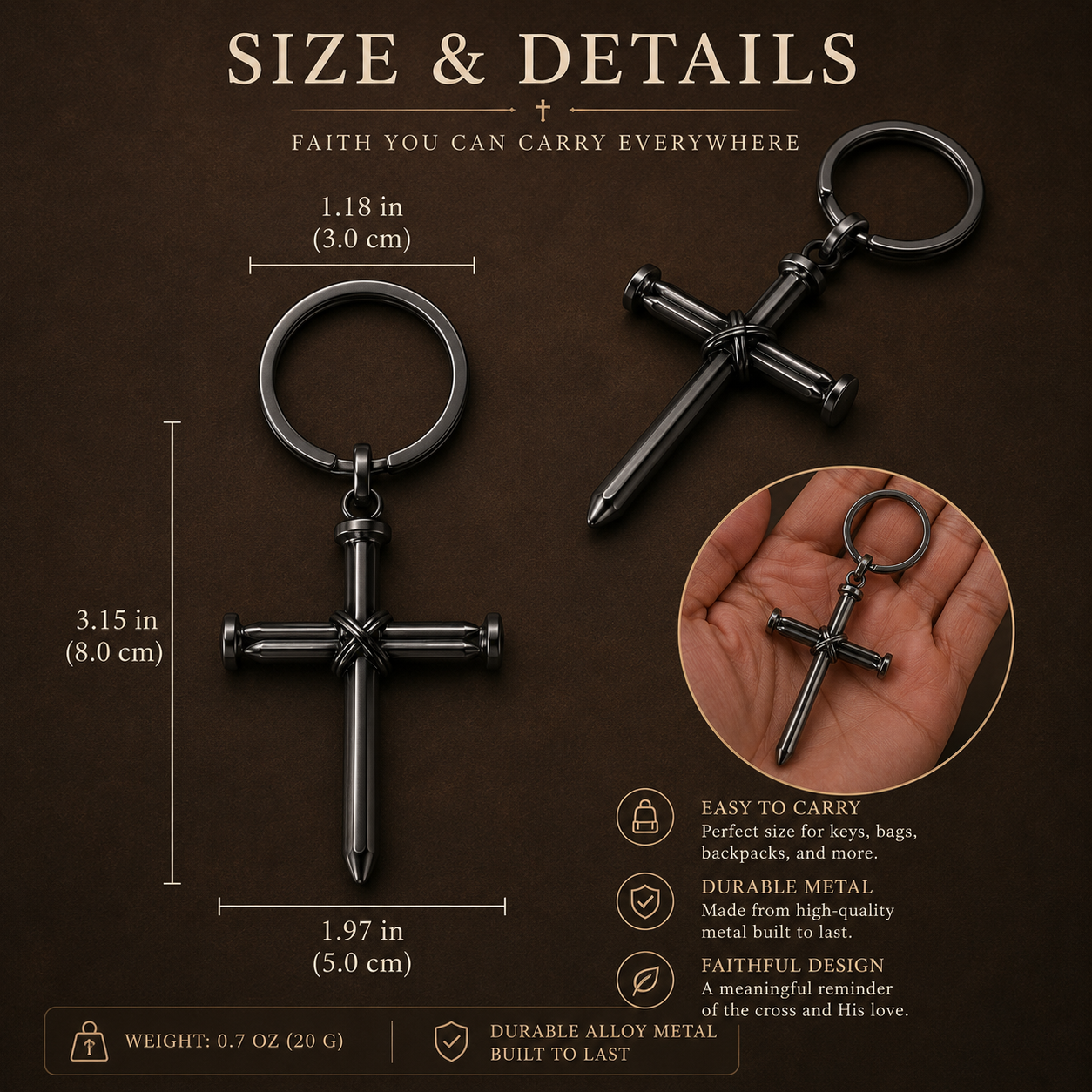 The Redeemed Nail Cross Keychain