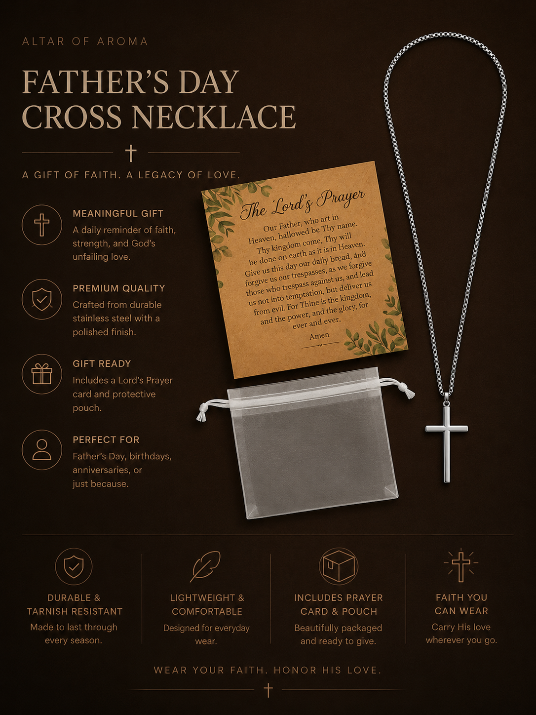 Father’s Day Prayer Cross Necklace
